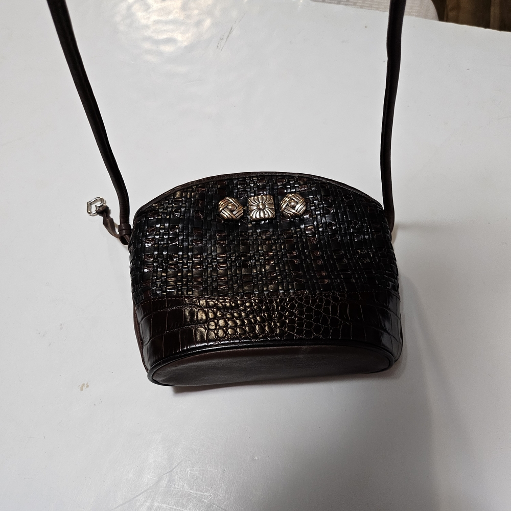 VTG Brighton Brown Woven Leather Crossbody Bag